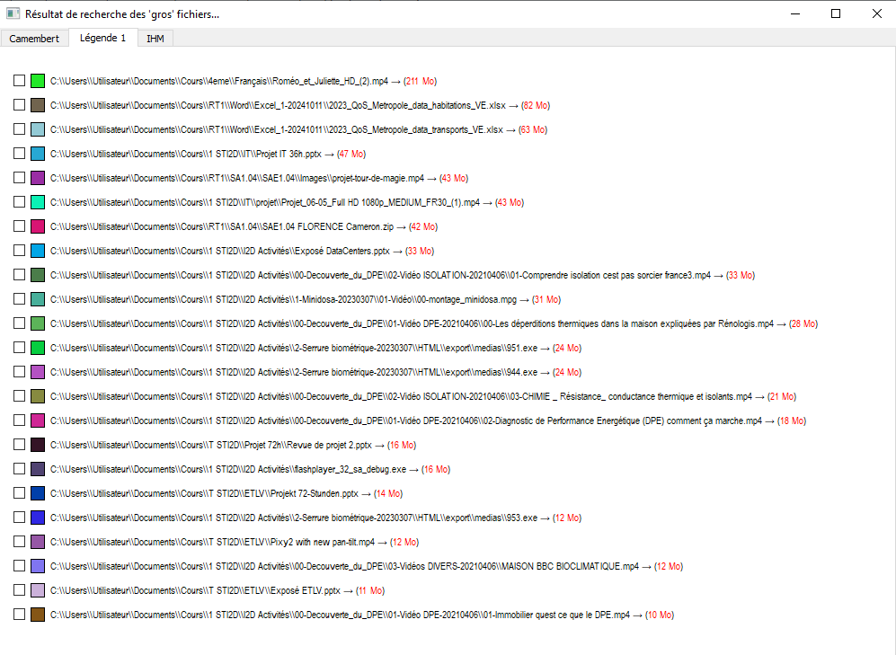 Image logiciel liste des fichiers